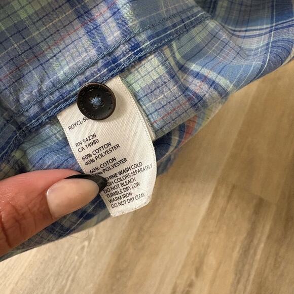 ROYAL ROBBINS Men's Blue Plaid Button Down Regular Fit Short Sleeve Shirt XXL - Picture 5 of 5